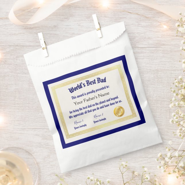 Das beste Vater-Zertifikat der modernen Funny Worl Geschenktütchen (Ausgeschnitten)
