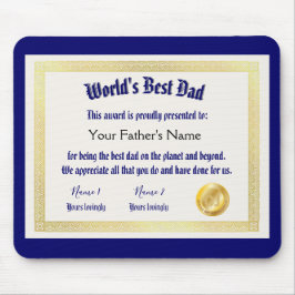 Das beste Vater-Zertifikat der modernen Funny Worl Mousepad