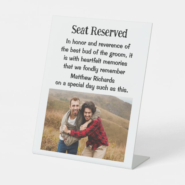 Das beste Zeichen für das Groom Wedding Memorial P Sockelschild (Vorderseite)