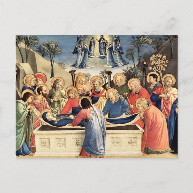 Das Bestehen der Jungfrau durch Fra Angelico Postkarte (Vorderseite)