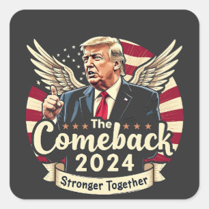 Das Bestste Comeback 2024 - Trump zusammengesteckt Quadratischer Aufkleber