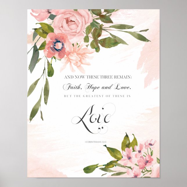 Das bestste davon ist die Liebe Bible Pink Roses F Poster (Vorne)