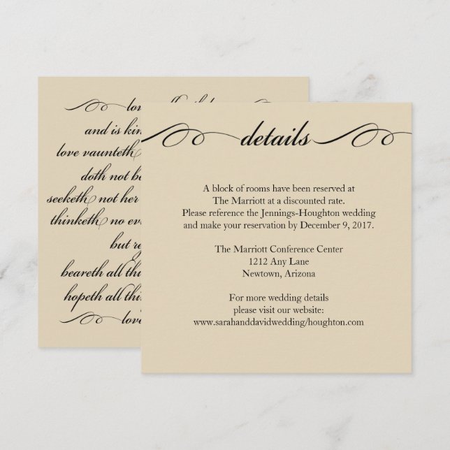 Das Bestste davon ist die Liebe Wedding Details Ca Einladung (Vorne/Hinten)