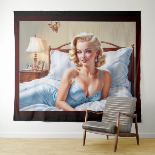 Das Bett ist nur eine schöne AI Konzept Kunst von  Wandteppich