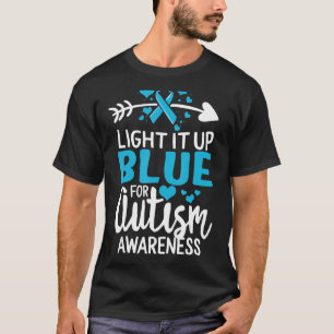 Das Bewusstsein für Autismus leuchtet auf und blau T-Shirt