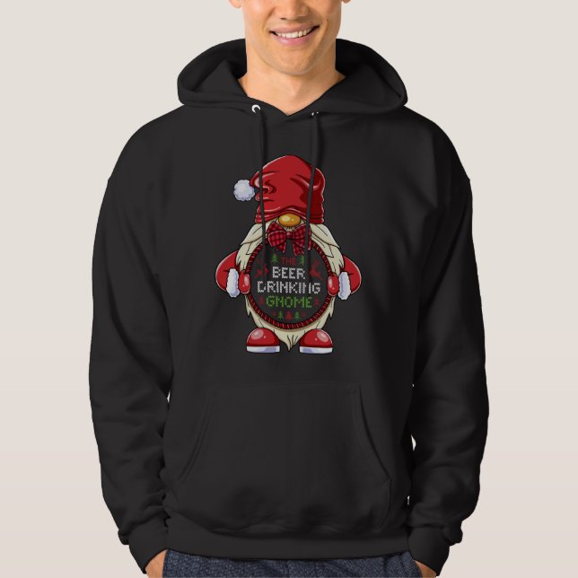 Das Bier Drink Gnome Matching Familie Weihnachten Hoodie (Vorderseite)