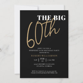 Das Big 60. Überraschung zum Geburtstag Black Gold Einladung