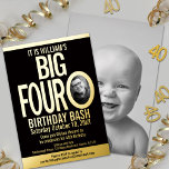 Das Big Four 0 40. Geburtstag Grafik-Foto schwarz Folieneinladung<br><div class="desc">Big Four O, kühn einfache Grafik Schwarz und Gold Folie oder Ihre eigene Folie Farbe Foto Vorlage 40. Geburtstag Einladung. Personalisieren Sie diese vierzehnjährige Geburtstagseinladung mit Ihren eigenen Geburtstagsfeierdetails und zwei verschiedenen Fotos Ihres Geburtstagsmädchens oder Jungen, eines vorne und eines hinten, ab und zu. Andere Jahre Farben und passende Artikel...</div>