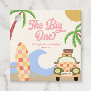 Das Big One Beach Surf Rosa 1. Geburtstag Party Geschenkanhänger