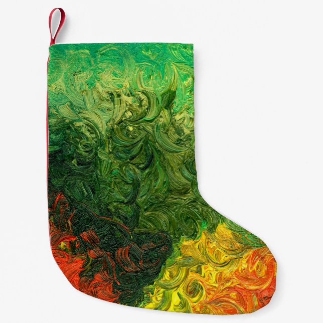 das Bild in Öl gemalt. Ölfarbe Kleiner Weihnachtsstrumpf (Vorderseite)
