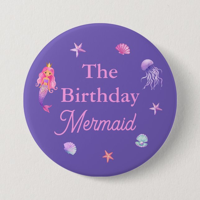 Das Birthday Mermaid-Party Button (Vorderseite)