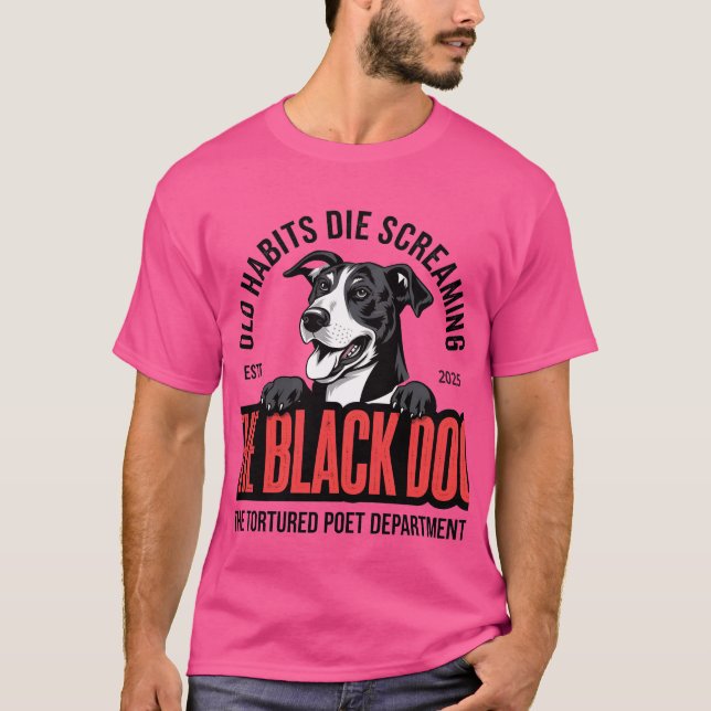 Das Black Dog Retro Grafisches Shirt, Hundebehälte T-Shirt (Vorderseite)
