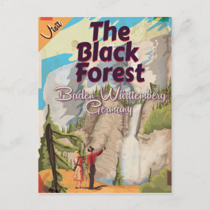 Das Black Forest Vintage Reiseplakat. Postkarte