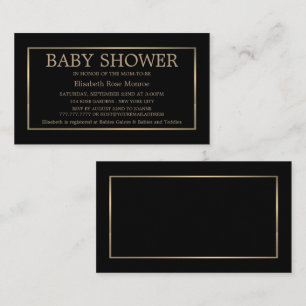 Das Black & Gold Baby Showticket für moderne & kle Visitenkarte