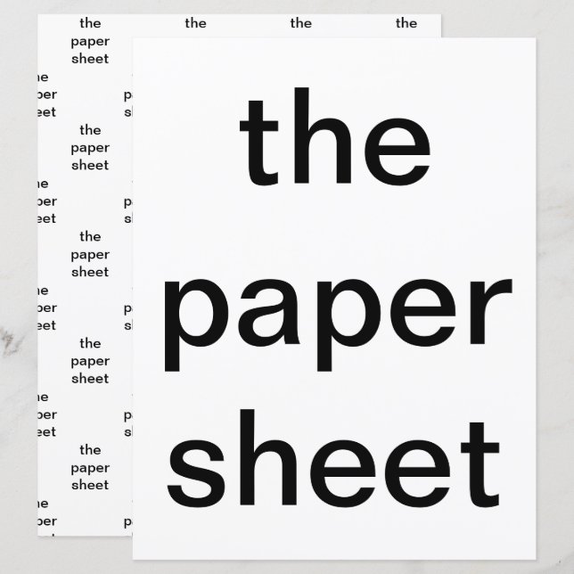 das Blatt Papier (Vorne/Hinten)