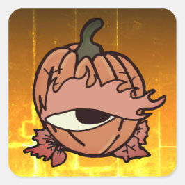 Das blaue Auge des spoky Pumpkins Quadratischer Aufkleber