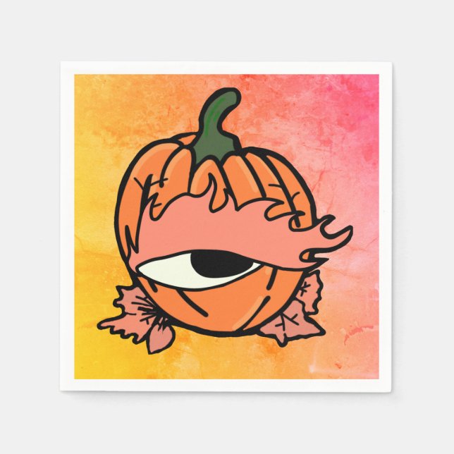 Das blaue Auge des spoky Pumpkins Serviette (Vorderseite)