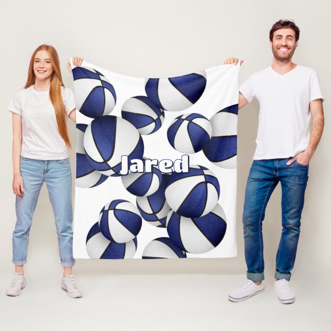 Das blaue Basketballteam färbt die Dekoration der  Fleecedecke (Beispiel)