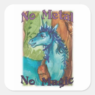 Das blaue Einhorn ohne Metall ohne Zauberkleber Quadratischer Aufkleber