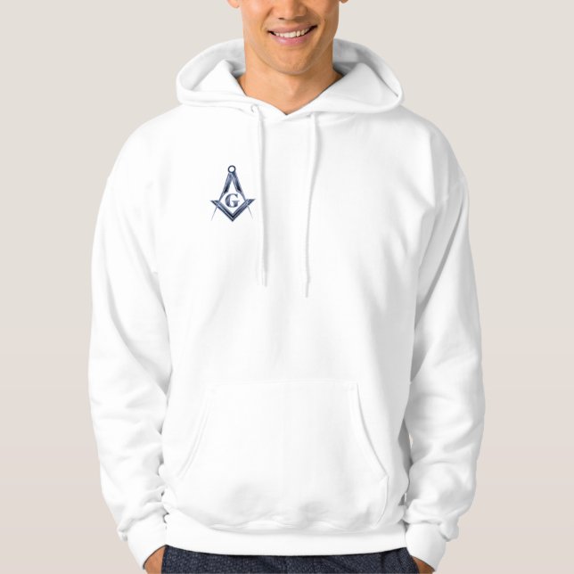 Das blaue Häuschen-Emblem Hoodie (Vorderseite)
