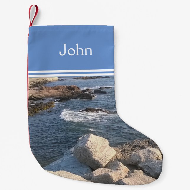 Das blaue Meer und die Felsen tragen den Namen hin Kleiner Weihnachtsstrumpf (Vorderseite)
