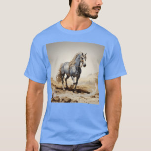 Das blaue Pferd in der Wüste lustig T-Shirt