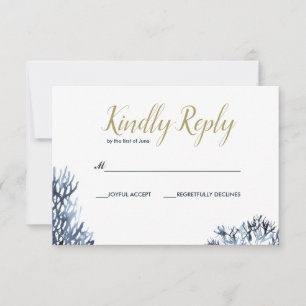 Das blaue Riff Nautical Wedding RSVP Karte