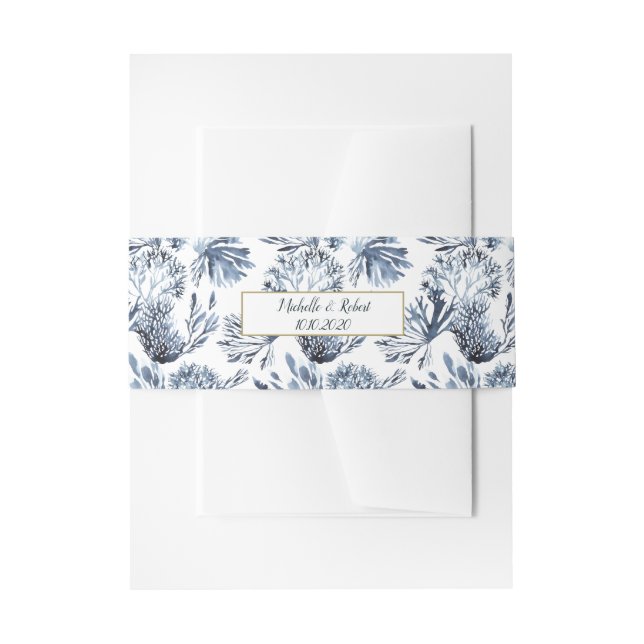 Das blaue Riff | Nautische Hochzeit Einladungsbanderole (Vorderseite Beispiel)