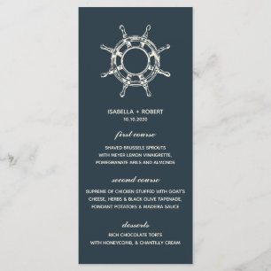 Das blaue Schiffsrad Nautical Wedding Menu Menükarte