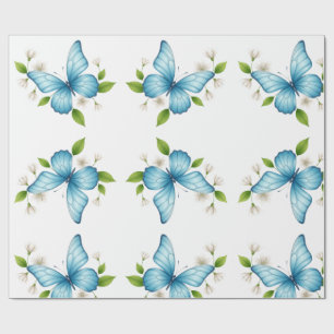 Das blaue Schmetterlings-Geschenkpapier Geschenkpapier
