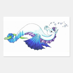 Das blaue Wasserpferd Rechteckiger Aufkleber