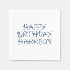 Das blauweiße Seil knöpft zum Geburtstag Serviette