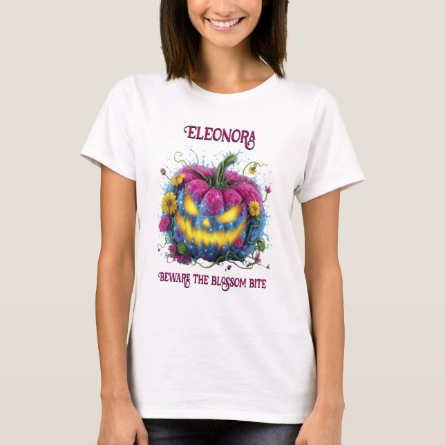 Das Bloom Pumpkin Halloween Beängstigend Niedlich T-Shirt (Vorderseite)