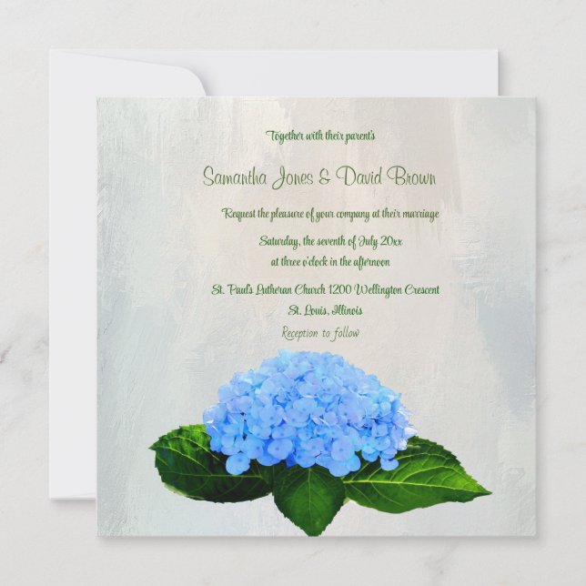 Das Blue Hydrangea Custom Wedding Einladung (Vorderseite)