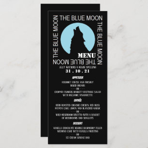 Das "Blue Moon", das "Halloween-Party Menu" Menükarte