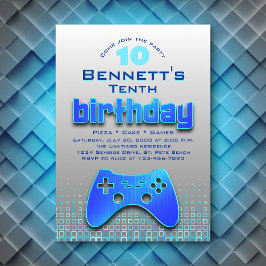 Das Blue Video Game von Boys Geburtstag Einladung