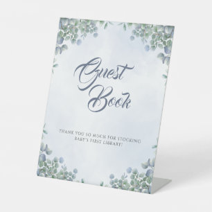 Das Blue Watercolor Gästebuch von Boy Greenery Sockelschild