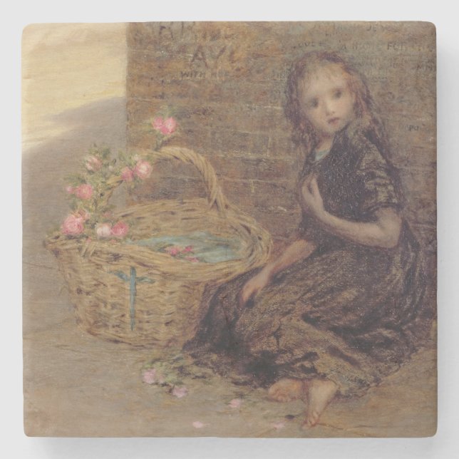 Das Blumen-Mädchen, 1872 (Öl auf Leinwand) Steinuntersetzer (Vorderseite)