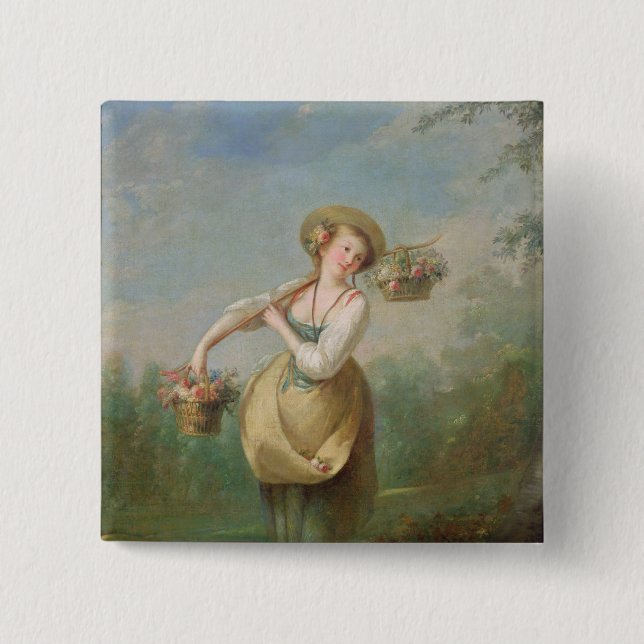 Das Blumen-Mädchen Button (Vorderseite)