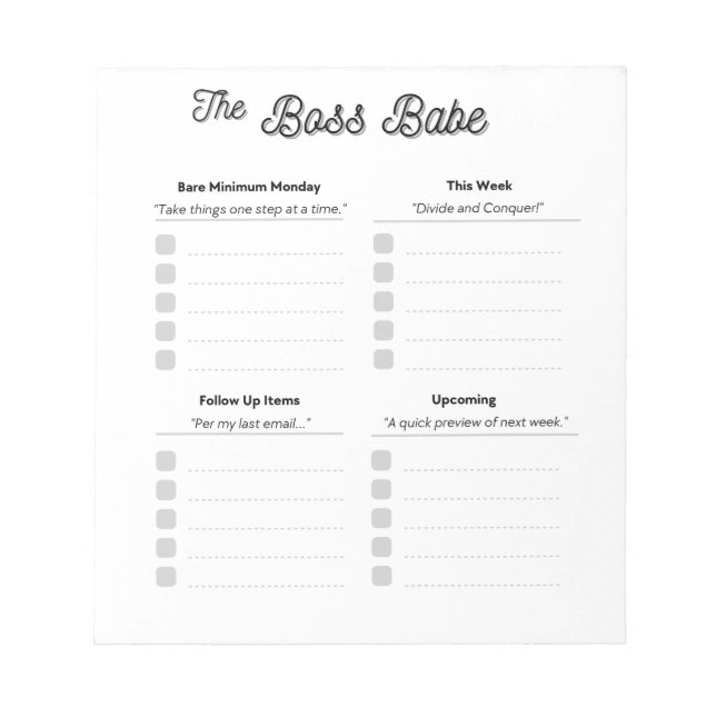Das Boss-Babe-Notepad Notizblock (Vorderseite)