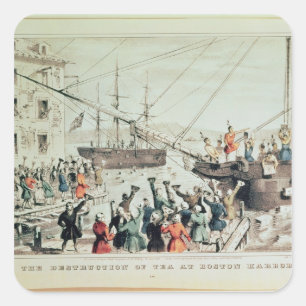 Das Boston-Tee-Party, 1846 Quadratischer Aufkleber
