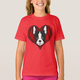 Das Boston-Terrier-Herz-Shirt des Mädchens T-Shirt