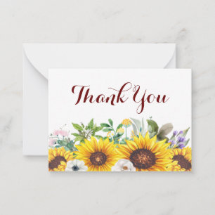 Das Bouquet der Sonnenblume Danke Mitteilungskarte