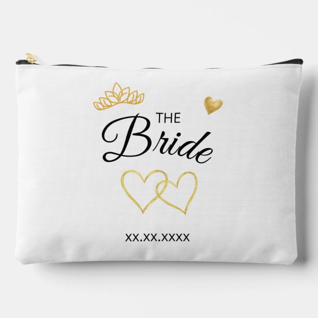 Das Braut Hochzeitsdatum Elegantes Design Zubehörtasche (Vorderseite)
