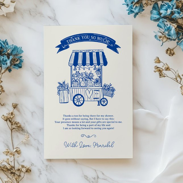 Das Brautparty der Blütenblätter vom Markt Dankeskarte (Off the market floral scribbles bridal shower thank you card)