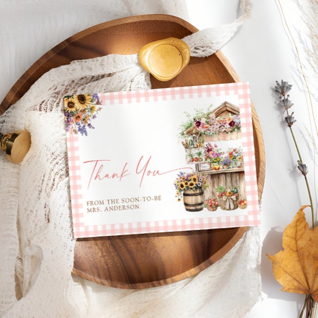 Das Brautparty des Marktes für die Bauern frisch v Dankeskarte (Von Creator hochgeladen)