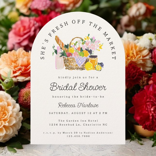 Das Brautparty des Marktes für die Bauern frisch v Einladung (Modern fresh off the market bridal shower invitation template with farmers market theme)