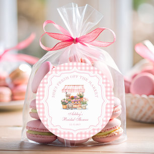 Das Brautparty des Marktes für die Bauern frisch v Runder Aufkleber