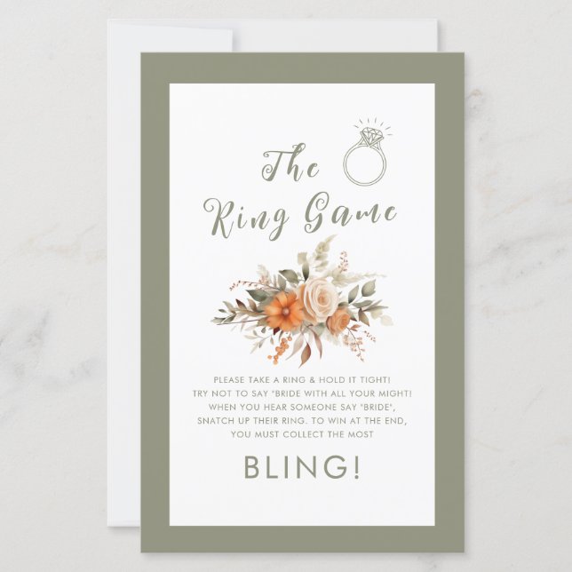 Das Brautparty "Ring Game Fall Floral Sage" (Vorderseite)