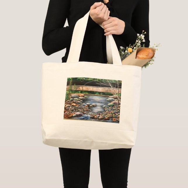 Das Brook Original handgemalte Kunstlandschaft Jumbo Stoffbeutel (Vorderseite (Produkt))